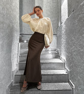 High Waist Brown Skirt